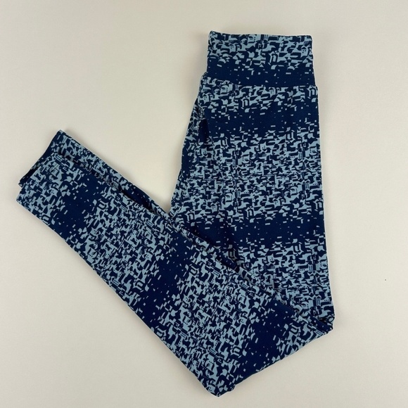 Lularoe Leggings Womens One Size Blue Striped Geometric - Picture 1 of 7